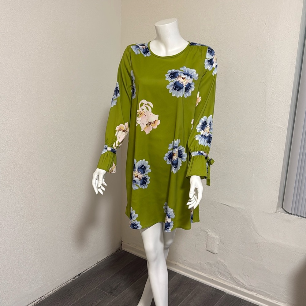 Ann Taylor Loft Womens Back Zip Long Sleeve Floral Mini Dress